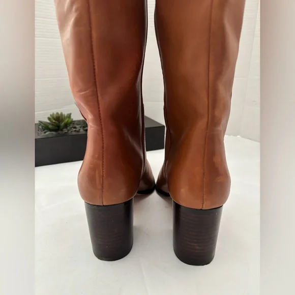 J. CREW SADIE RICH OAK KNEE HIGH LEATHER UPPER AND STACKED HEEL IMPORTED SZ 11 - Picture 12 of 12